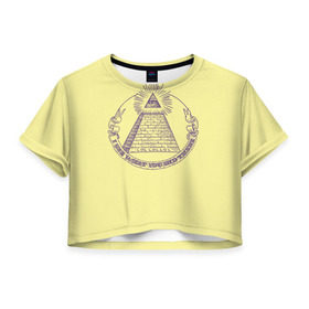 Женская футболка 3D укороченная с принтом Всевидящее око в Санкт-Петербурге, 100% полиэстер | круглая горловина, длина футболки до линии талии, рукава с отворотами | eye | freemasonry | illuminati | secret | see | society | всевидящее | заговор | иллюминаты | ложа | масонская | масонство | общество | око | пирамида | просвещённые | тайное | теория