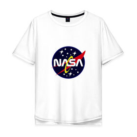 Мужская футболка хлопок Oversize с принтом nasa fashion в Санкт-Петербурге, 100% хлопок | свободный крой, круглый ворот, “спинка” длиннее передней части | 