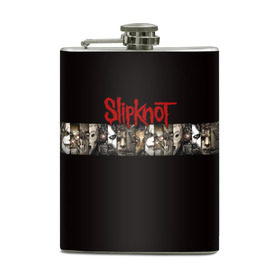 Фляга с принтом Slipknot в Санкт-Петербурге, металлический корпус | емкость 0,22 л, размер 125 х 94 мм. Виниловая наклейка запечатывается полностью | 