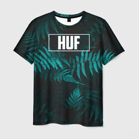 Мужская футболка 3D с принтом Папоротник (HUF) в Санкт-Петербурге, 100% полиэфир | прямой крой, круглый вырез горловины, длина до линии бедер | huf | huf hulsbeck | папоротник