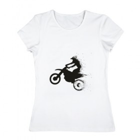 Женская футболка хлопок с принтом Силуэт мотоциклиста в Санкт-Петербурге, 100% хлопок | прямой крой, круглый вырез горловины, длина до линии бедер, слегка спущенное плечо | 