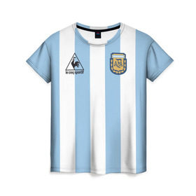 Женская футболка 3D с принтом Марадона Аргентина ретро в Санкт-Петербурге, 100% полиэфир ( синтетическое хлопкоподобное полотно) | прямой крой, круглый вырез горловины, длина до линии бедер | maradona | аргентина | марадона | ретро
