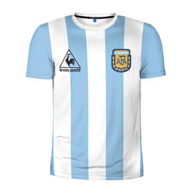 Мужская футболка 3D спортивная с принтом Марадона Аргентина ретро в Санкт-Петербурге, 100% полиэстер с улучшенными характеристиками | приталенный силуэт, круглая горловина, широкие плечи, сужается к линии бедра | maradona | аргентина | марадона | ретро