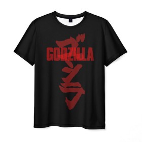 Мужская футболка 3D с принтом GODZILLA в Санкт-Петербурге, 100% полиэфир | прямой крой, круглый вырез горловины, длина до линии бедер | comic con | godzilla | gojira | logo | годзилла | знаки | иероглифы | лого | монстр | фильм | чудовище
