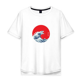 Мужская футболка хлопок Oversize с принтом GODZILLA в Санкт-Петербурге, 100% хлопок | свободный крой, круглый ворот, “спинка” длиннее передней части | comic con | godzilla | gojira | logo | годзилла | знаки | иероглифы | лого | монстр | фильм | чудовище