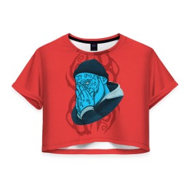 Женская футболка 3D укороченная с принтом Jeembo Grime в Санкт-Петербурге, 100% полиэстер | круглая горловина, длина футболки до линии талии, рукава с отворотами | jeembo | джангирян | джимбо