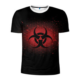 Мужская футболка 3D спортивная с принтом Biohazard в Санкт-Петербурге, 100% полиэстер с улучшенными характеристиками | приталенный силуэт, круглая горловина, широкие плечи, сужается к линии бедра | biohazard | plague inc | биологическая опасность | знак