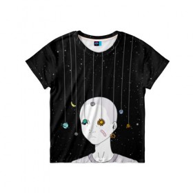 Детская футболка 3D с принтом Звездный мальчик в Санкт-Петербурге, 100% гипоаллергенный полиэфир | прямой крой, круглый вырез горловины, длина до линии бедер, чуть спущенное плечо, ткань немного тянется | звезды | планеты | солнечная система