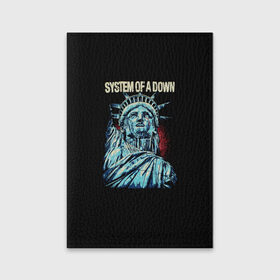 Обложка для паспорта матовая кожа с принтом System of a Down в Санкт-Петербурге, натуральная матовая кожа | размер 19,3 х 13,7 см; прозрачные пластиковые крепления | 