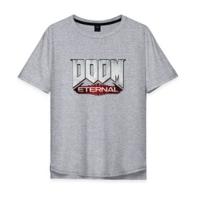 Мужская футболка хлопок Oversize с принтом DOOM Eternal в Санкт-Петербурге, 100% хлопок | свободный крой, круглый ворот, “спинка” длиннее передней части | doom | doom eternal | дум