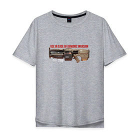 Мужская футболка хлопок Oversize с принтом DOOM - Demonic invasion в Санкт-Петербурге, 100% хлопок | свободный крой, круглый ворот, “спинка” длиннее передней части | doom | doom eternal | дум