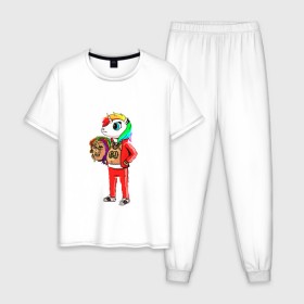 Мужская пижама хлопок с принтом 69 rainbow в Санкт-Петербурге, 100% хлопок | брюки и футболка прямого кроя, без карманов, на брюках мягкая резинка на поясе и по низу штанин
 | 6ix9ine | единорог | пони