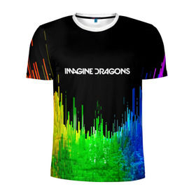 Мужская футболка 3D спортивная с принтом IMAGINE DRAGONS в Санкт-Петербурге, 100% полиэстер с улучшенными характеристиками | приталенный силуэт, круглая горловина, широкие плечи, сужается к линии бедра | Тематика изображения на принте: color | imagine dragons | logo | stripes | trend | абстракция | группа | линии | лого | рок | рэп | фирменные цвета