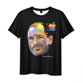 Мужская футболка 3D с принтом Стив Джобс / Think Different в Санкт-Петербурге, 100% полиэфир | прямой крой, круглый вырез горловины, длина до линии бедер | apple | different | ipad | iphone | jobs | steve | steven | think | аппле | джобс | жобс | основатель | создатель | стив | стивен | эпл | яблоко