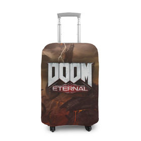 Чехол для чемодана 3D с принтом DOOM Eternal в Санкт-Петербурге, 86% полиэфир, 14% спандекс | двустороннее нанесение принта, прорези для ручек и колес | doom | doomguy | slayer | вечный | дум | думгай | палач рока