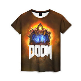 Женская футболка 3D с принтом Doom Cacodemon в Санкт-Петербурге, 100% полиэфир ( синтетическое хлопкоподобное полотно) | прямой крой, круглый вырез горловины, длина до линии бедер | 