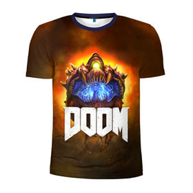 Мужская футболка 3D спортивная с принтом Doom Cacodemon в Санкт-Петербурге, 100% полиэстер с улучшенными характеристиками | приталенный силуэт, круглая горловина, широкие плечи, сужается к линии бедра | 