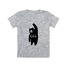 Детская футболка хлопок с принтом BAD BEAR 666 ROCK в Санкт-Петербурге, 100% хлопок | круглый вырез горловины, полуприлегающий силуэт, длина до линии бедер | Тематика изображения на принте: 666 | bear | devil | satan | медведь | сатана