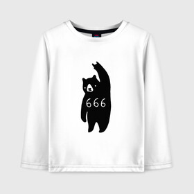 Детский лонгслив хлопок с принтом BAD BEAR 666 ROCK в Санкт-Петербурге, 100% хлопок | круглый вырез горловины, полуприлегающий силуэт, длина до линии бедер | Тематика изображения на принте: 666 | bear | devil | satan | медведь | сатана
