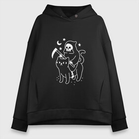 Женское худи Oversize хлопок с принтом CAT GOT YOUR SOUL в Санкт-Петербурге, френч-терри — 70% хлопок, 30% полиэстер. Мягкий теплый начес внутри —100% хлопок | боковые карманы, эластичные манжеты и нижняя кромка, капюшон на магнитной кнопке | 666 | animal | cat | dark souls | dead | death | diablo | die | kitty | metal | pets | rip | rock | домашние животные | дьявол | животные | кот | котики | кошки | нож | оружие | пафосные | питомец | рок | темные души | яд