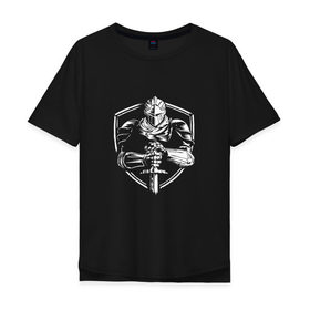 Мужская футболка хлопок Oversize с принтом DARK SOULS в Санкт-Петербурге, 100% хлопок | свободный крой, круглый ворот, “спинка” длиннее передней части | dark souls | game | gamer | mmo | play | player | rpg | дарк соулс | игра | темные души