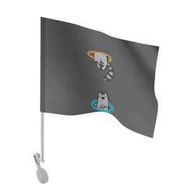 Флаг для автомобиля с принтом Кот в Портале в Санкт-Петербурге, 100% полиэстер | Размер: 30*21 см | cat | cats | game | games | portal | tail | valve | в портале | вэльв | игра | игры | кот | коты | кошка | кошки | портал | хвост