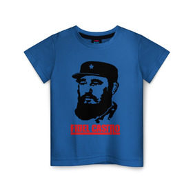 Детская футболка хлопок с принтом Фидель Кастро в Санкт-Петербурге, 100% хлопок | круглый вырез горловины, полуприлегающий силуэт, длина до линии бедер | 