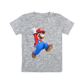 Детская футболка хлопок с принтом Super Mario в Санкт-Петербурге, 100% хлопок | круглый вырез горловины, полуприлегающий силуэт, длина до линии бедер | 
