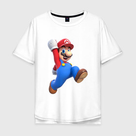 Мужская футболка хлопок Oversize с принтом Super Mario в Санкт-Петербурге, 100% хлопок | свободный крой, круглый ворот, “спинка” длиннее передней части | 