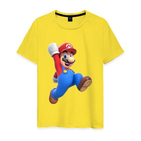 Мужская футболка хлопок с принтом Super Mario в Санкт-Петербурге, 100% хлопок | прямой крой, круглый вырез горловины, длина до линии бедер, слегка спущенное плечо. | 