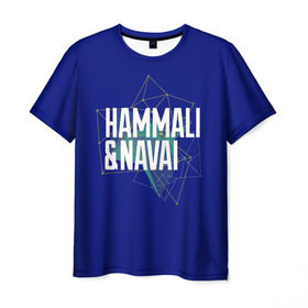 Мужская футболка 3D с принтом HammAli Navai blue в Санкт-Петербурге, 100% полиэфир | прямой крой, круглый вырез горловины, длина до линии бедер | 