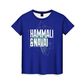 Женская футболка 3D с принтом HammAli Navai blue в Санкт-Петербурге, 100% полиэфир ( синтетическое хлопкоподобное полотно) | прямой крой, круглый вырез горловины, длина до линии бедер | Тематика изображения на принте: 