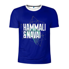 Мужская футболка 3D спортивная с принтом HammAli Navai blue в Санкт-Петербурге, 100% полиэстер с улучшенными характеристиками | приталенный силуэт, круглая горловина, широкие плечи, сужается к линии бедра | 