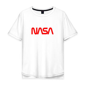 Мужская футболка хлопок Oversize с принтом NASA red в Санкт-Петербурге, 100% хлопок | свободный крой, круглый ворот, “спинка” длиннее передней части | nasa | наса