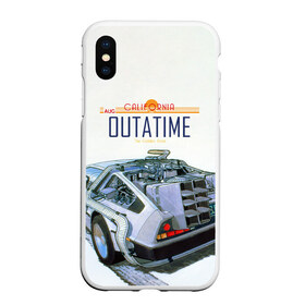 Чехол для iPhone XS Max матовый с принтом De Lorean Outatime в Санкт-Петербурге, Силикон | Область печати: задняя сторона чехла, без боковых панелей | 