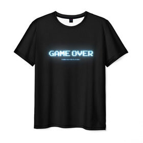 Мужская футболка 3D с принтом Game Over в Санкт-Петербурге, 100% полиэфир | прямой крой, круглый вырез горловины, длина до линии бедер | 