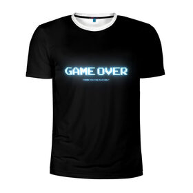 Мужская футболка 3D спортивная с принтом Game Over в Санкт-Петербурге, 100% полиэстер с улучшенными характеристиками | приталенный силуэт, круглая горловина, широкие плечи, сужается к линии бедра | 