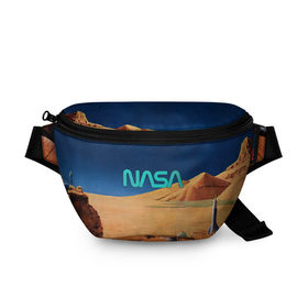 Поясная сумка 3D с принтом NASA on Mars в Санкт-Петербурге, 100% полиэстер | плотная ткань, ремень с регулируемой длиной, внутри несколько карманов для мелочей, основное отделение и карман с обратной стороны сумки застегиваются на молнию | 
