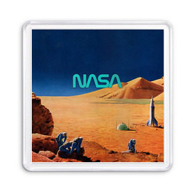 Магнит 55*55 с принтом NASA on Mars в Санкт-Петербурге, Пластик | Размер: 65*65 мм; Размер печати: 55*55 мм | 