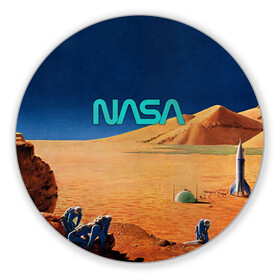 Коврик для мышки круглый с принтом NASA on Mars в Санкт-Петербурге, резина и полиэстер | круглая форма, изображение наносится на всю лицевую часть | 