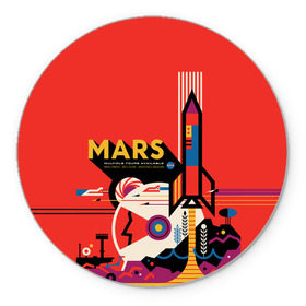 Коврик круглый с принтом Mars NASA в Санкт-Петербурге, резина и полиэстер | круглая форма, изображение наносится на всю лицевую часть | 