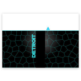 Поздравительная открытка с принтом DETROIT в Санкт-Петербурге, 100% бумага | плотность бумаги 280 г/м2, матовая, на обратной стороне линовка и место для марки
 | 3d | detroit | абстракция | белый | город | игра | лого | логотип | надпись | полосы | треугольник | фигура | черный