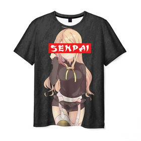 Мужская футболка 3D с принтом SENPAI (В ЦВЕТЕ) в Санкт-Петербурге, 100% полиэфир | прямой крой, круглый вырез горловины, длина до линии бедер | ahegao | kawai | kowai | oppai | otaku | senpai | sugoi | waifu | yandere | ахегао | ковай | отаку | сенпай | яндере