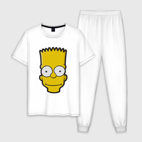 Мужская пижама хлопок с принтом Барт в Санкт-Петербурге, 100% хлопок | брюки и футболка прямого кроя, без карманов, на брюках мягкая резинка на поясе и по низу штанин
 | барт | голова | мультфильмы | симпсоны