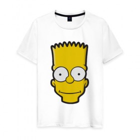 Мужская футболка хлопок с принтом Барт в Санкт-Петербурге, 100% хлопок | прямой крой, круглый вырез горловины, длина до линии бедер, слегка спущенное плечо. | барт | голова | мультфильмы | симпсоны