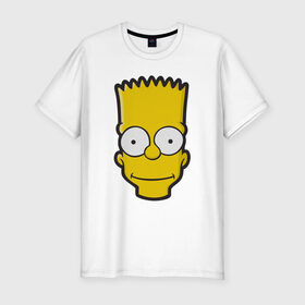 Мужская футболка премиум с принтом Барт в Санкт-Петербурге, 92% хлопок, 8% лайкра | приталенный силуэт, круглый вырез ворота, длина до линии бедра, короткий рукав | барт | голова | мультфильмы | симпсоны