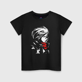 Детская футболка хлопок с принтом Микаса в Санкт-Петербурге, 100% хлопок | круглый вырез горловины, полуприлегающий силуэт, длина до линии бедер | attack on titan | атака на титанов | вторжение гигантов | микаса аккерман