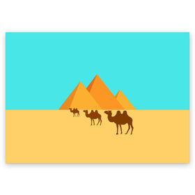 Поздравительная открытка с принтом Пирамиды Египта в Санкт-Петербурге, 100% бумага | плотность бумаги 280 г/м2, матовая, на обратной стороне линовка и место для марки
 | верблюд | египет | жара | караван | пирамиды | пустыня