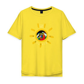 Мужская футболка хлопок Oversize с принтом Недокасаемость солнце в Санкт-Петербурге, 100% хлопок | свободный крой, круглый ворот, “спинка” длиннее передней части | анастасия иванова | гречка | люби меня люби | недокасаемость | подростки