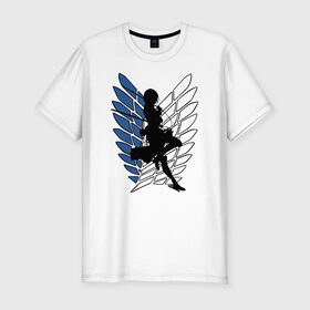 Мужская футболка премиум с принтом Mikasa в Санкт-Петербурге, 92% хлопок, 8% лайкра | приталенный силуэт, круглый вырез ворота, длина до линии бедра, короткий рукав | anime | attack on titan | аниме | атака титанов